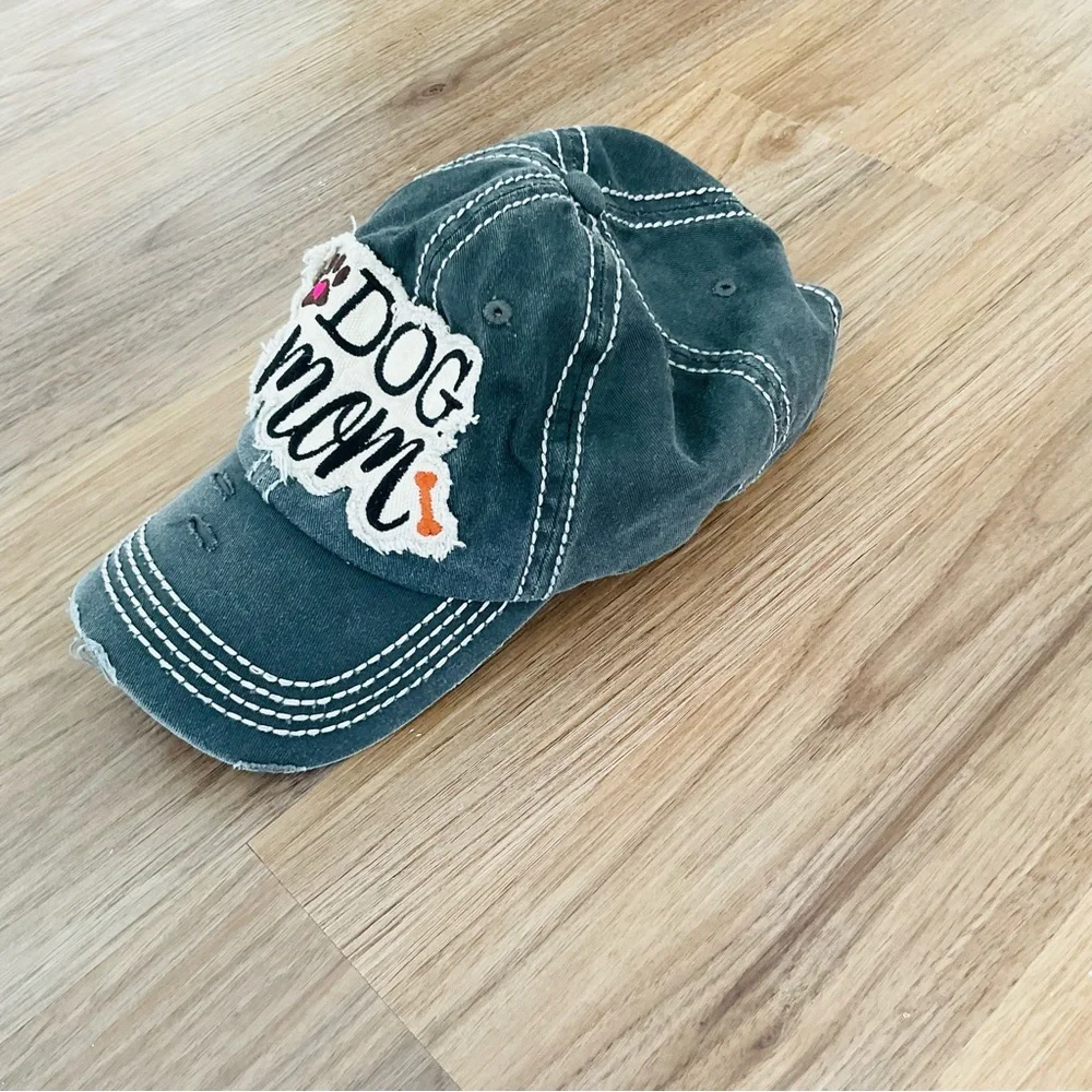 Dog Mom Vintage Distressed Cap - Black Gray - Picture 2 of 7
